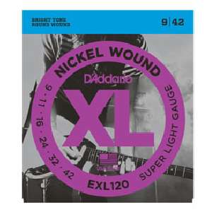 D'Addario, Electric Guitar Strings, XL Nickel, .009-.042 - Set EXL-120 @370