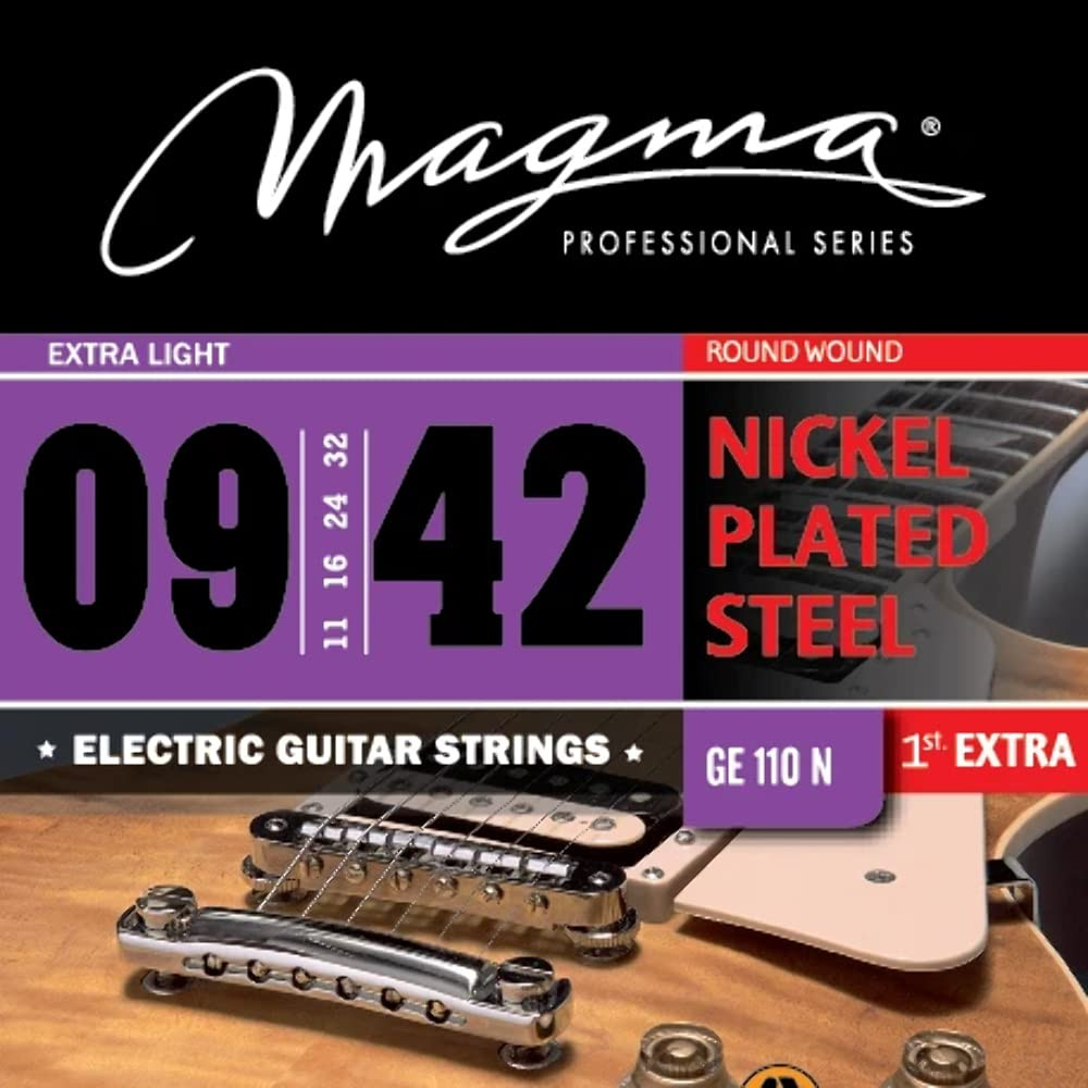 Magma Strings GE110N Nickel Plated Steel Round Wound Electric Guitar Strings 9-42 First String Extra Extra Light