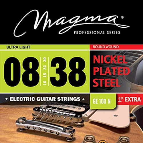 Magma Strings GE100N Nickel Plated Steel Round Wound Electric Guitar Strings 8-38 First String Extra Ultra Light