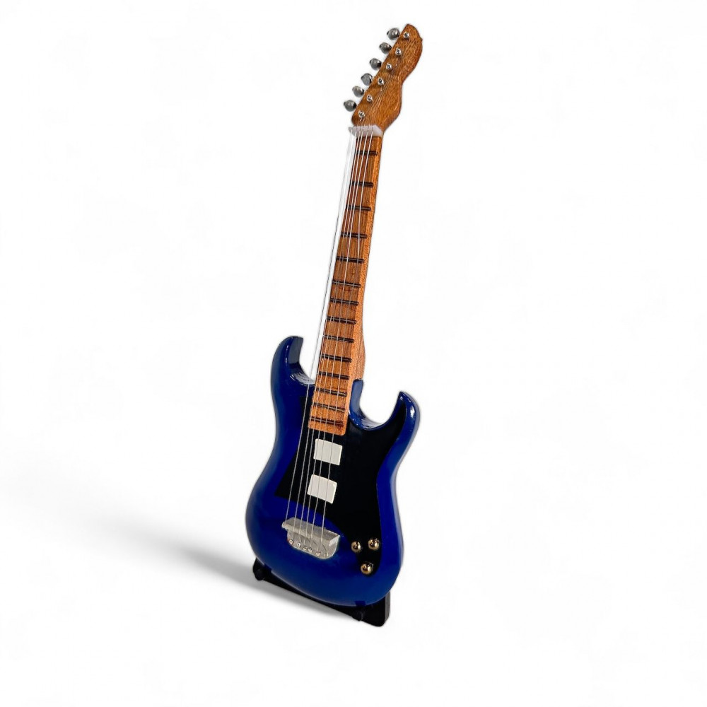 Image of Premium Handcrafted Blue Electric Guitar Miniature