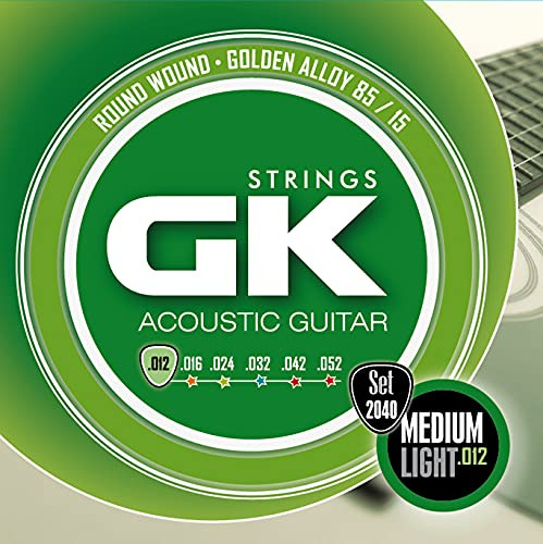Medina Artigas GK Strings Model 2040 8515 Gold Alloy Round Wound Acoustic Guitar Strings Set 12-52 Medium Light Metalic