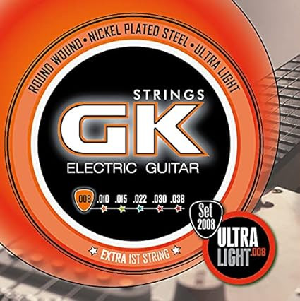 Medina Artigas GK Strings Model 2008 Nickel Plated Steel Round Wound Electric Guitar Strings Set 8-38 Extra first string Ultra Light Metalic