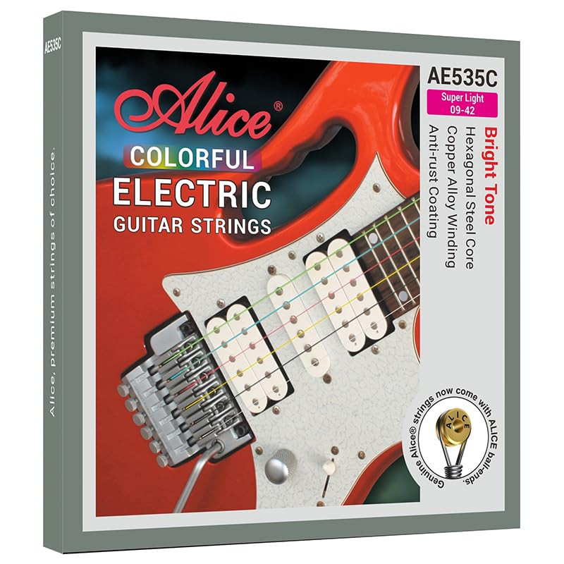 Alice AE535C Colorful Electric Guitar String Set Plated Steel Plain String Nickel Alloy Winding Colorful Anti-Rust Coating