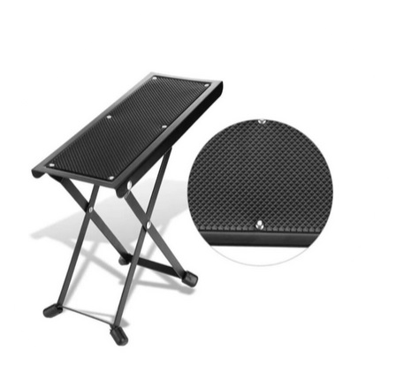 Mars Foot Stool HY-05 Adjustable Guitar Foot Rest Stand Height Adjustment Anti-Slip Rubber Surface Foldable Metal Footstool for Acoustic Electric Guitar Players Black