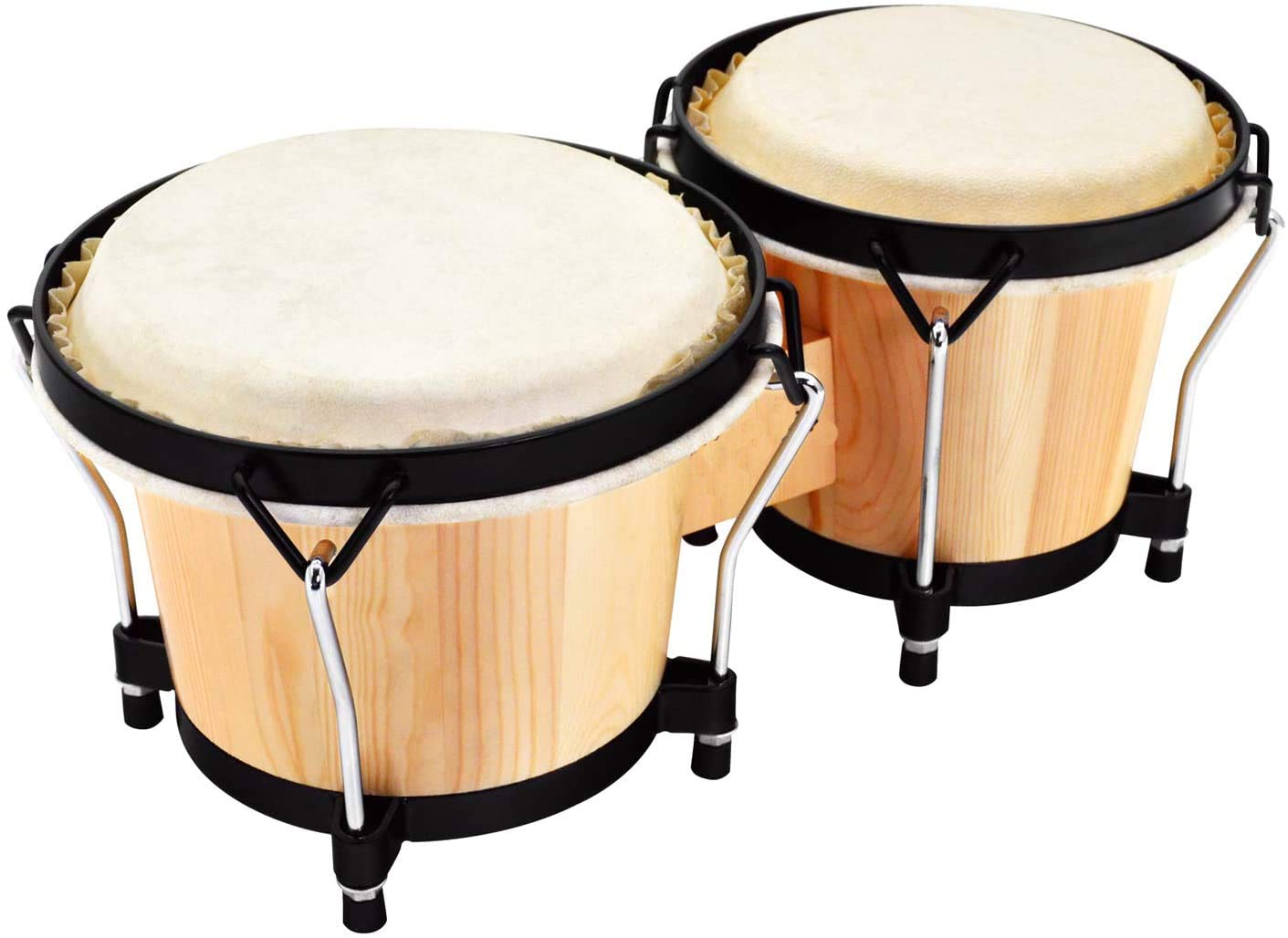Original Bongo Drum Set with Tuning Wrench Professional Wooden Percussion Instrument for Beginner Adults Kids