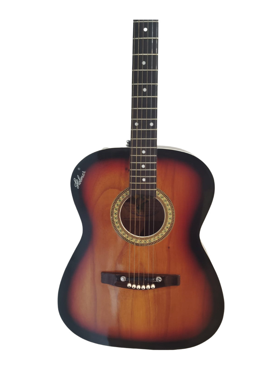 Hobmer 145 Semi-acoustic Round Shape Guitar Sunburst and Black With Case