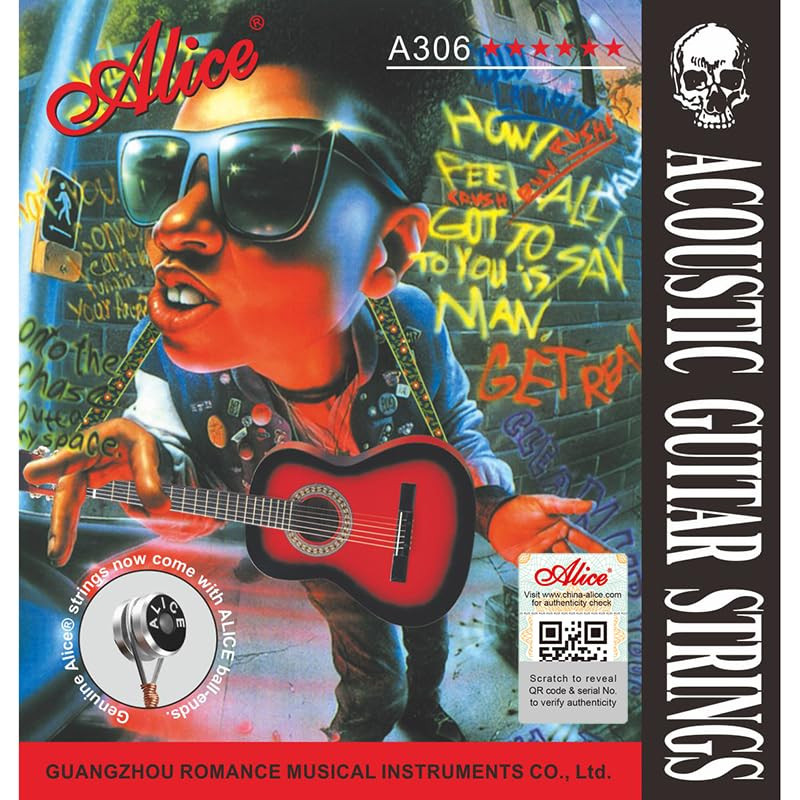 Alice A306 Acoustic Guitar String Set Stainless Steel Plain String Silver-Plated Copper Alloy Winding Anti-Rust Coating