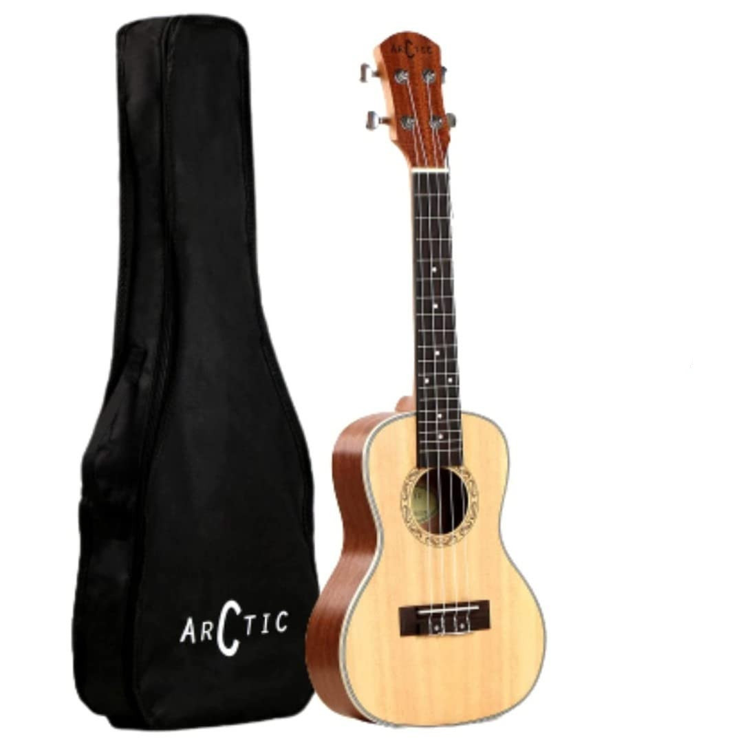 Arctic AC-UK24SPR Concert Ukulele Kit with Bag and String Set Natural