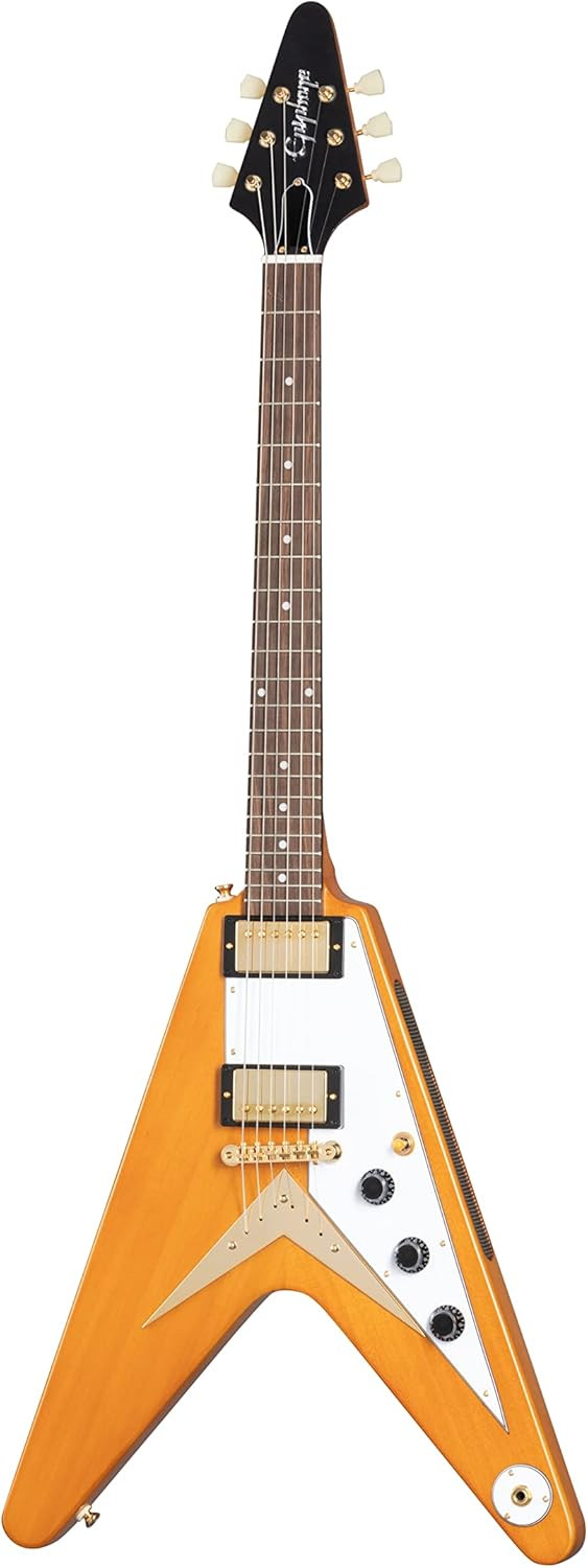 Epiphone 1958 Flying V Aged Natural White Pickguard with Hard Case