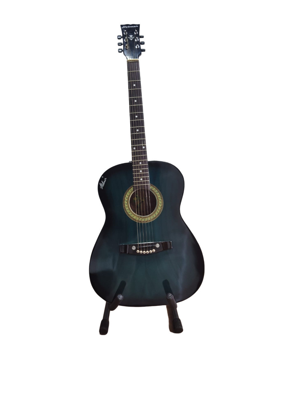 Hobmer 145 Semi-acoustic Round GuitarBlack and Blue With Case
