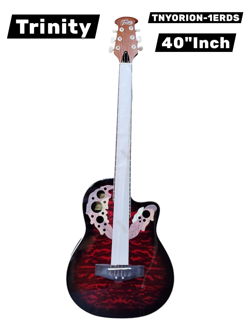 Trinity Orion 1 Electro Acoustic Cutaway Guitar with Equalizer and Tuner Inbuilt  With Paddd Bag Belt and Plectrums