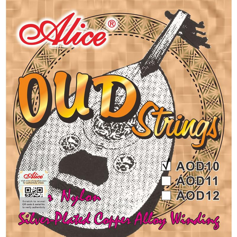 Alice AOD10 10-String Oud String Set Clear Nylon Plain String Silver-Plated Copper Alloy Winding