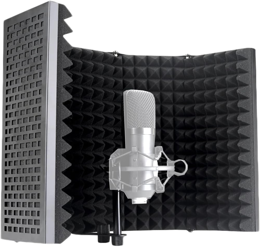 Digimore D-150 Microphone Sound Isolation Shield with Metal Panel and Sound Absorbing Foam Reflector for Recording Studio Podcasts Singing Broadcasting 5-Panel