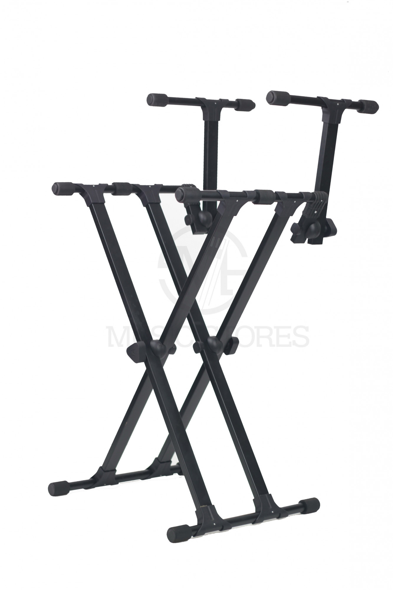Chetty TT13 Double X Keyboard Stand - Sturdy 2-Tier Design 11 Positions Gear Locking Adjustable Height Matte Black Premium Finish