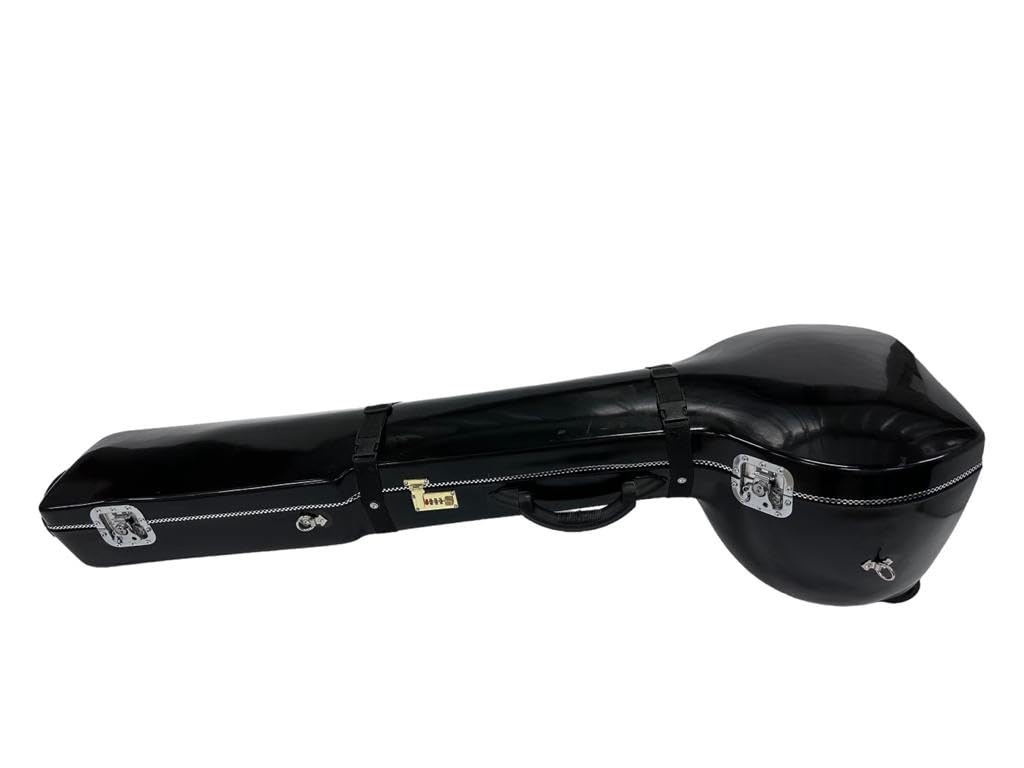 Hard fiberglass Case for Sitar With Trolley and wheels - Classic Black