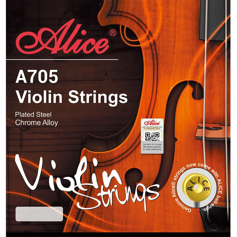 Alice A-705 Violin String Set Plated Steel Plain String Steel Core Ni-Fe Winding PACK OF 3