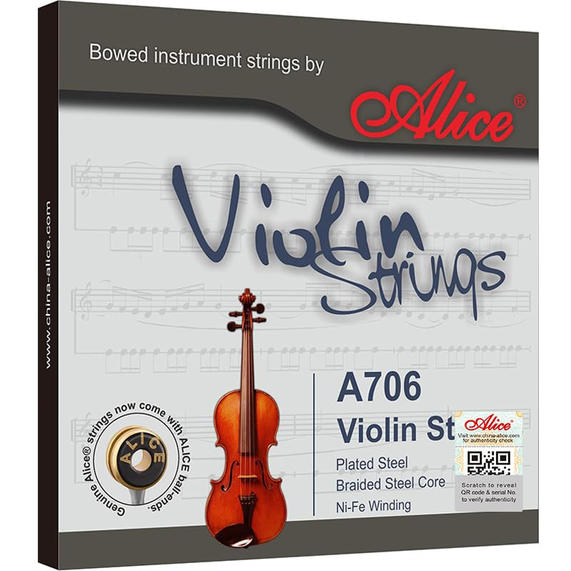 Alice A706 Violin Sting Set Plated Steel Plain String Braided Steel Core Ni-Fe Winding