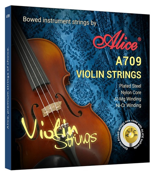 Alice A709 Violin Sting Set Plated Steel Plain String Nylon Core Al-Mg and Ni-Cr Winding