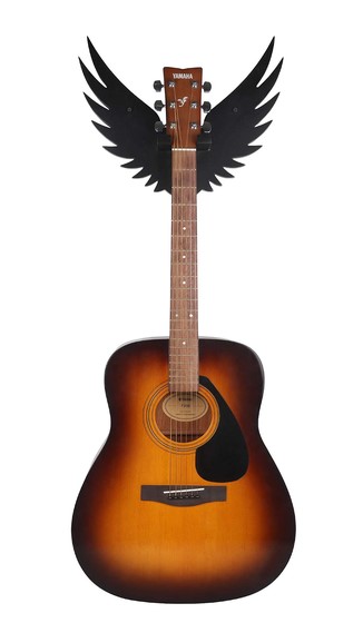 Clapbox Guitar Wall HangerStand - Eagle Wings Design suitable For Acoustic Electric Guitars and Ukulele black CB-001