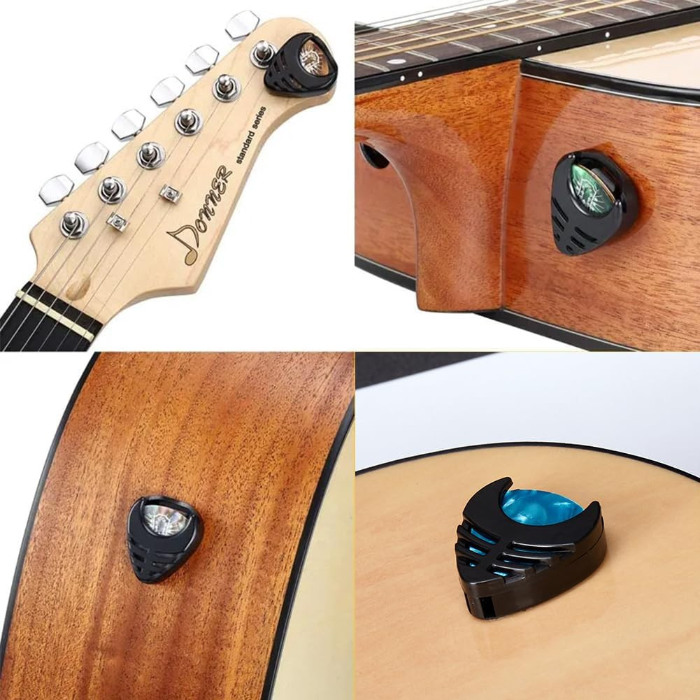Alice pick holder for Guitar Random Color- Suitable for Acoustic Electric Bass Ukulele - Easy Stick-On Celluloid Material
