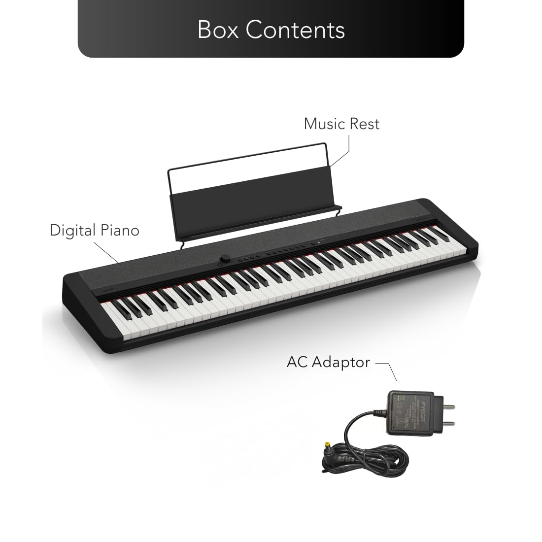 Casio CT-S1-76 Keys Portable Keyboard with Piano Tones and Touch Response Black