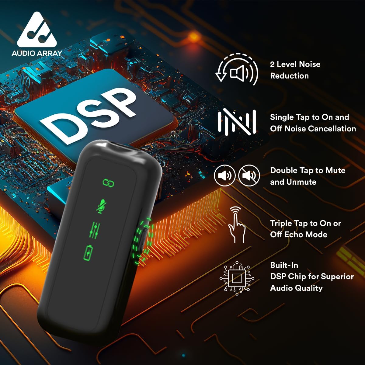 Audio Array AM-W17 Dual Wireless Lapel Micin-Built ANC Plug N PlayLong Battery Life Ultra-Low LatencyUpto 30M RangeCompatible with iPhone AndroidVlogging Streaming TeachingYouTube Black