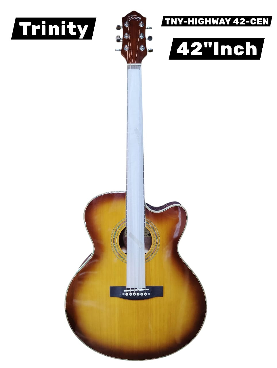 Trinity Highway 42 Jumbo-Acoustic Cutaway Guitar with Padded Bag Belt Plectrums TBS