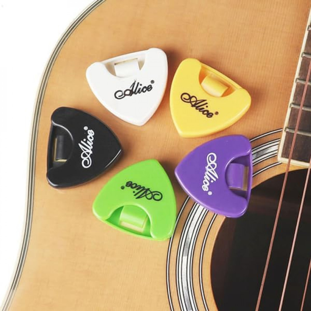 Image of Alice pick holder for Guitar Random Color- Suitable for Acoustic, Electric, Bass, Ukulele - Easy Stick-On, Celluloid Material