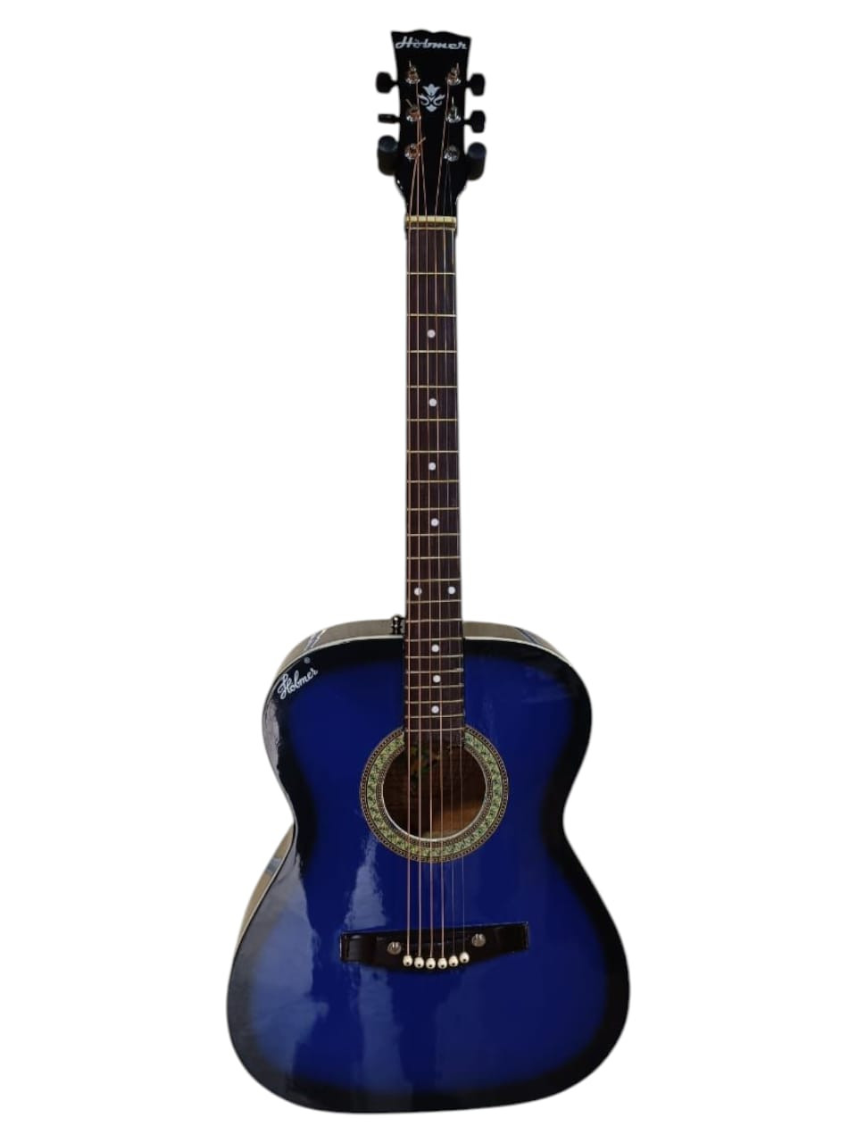 Hobmer 145 Export Semi acoustic Round Shape Guitar 38 Blue  Black With Case