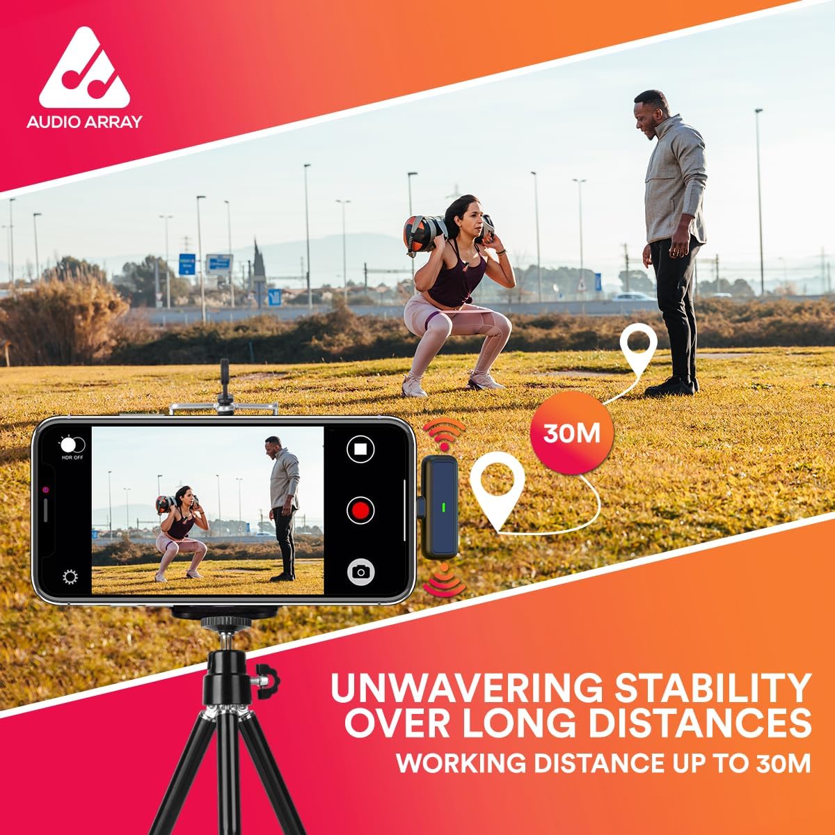 Audio Array AM-W17 Dual Wireless Lapel Micin-Built ANC Plug N PlayLong Battery Life Ultra-Low LatencyUpto 30M RangeCompatible with iPhone AndroidVlogging Streaming TeachingYouTube Black