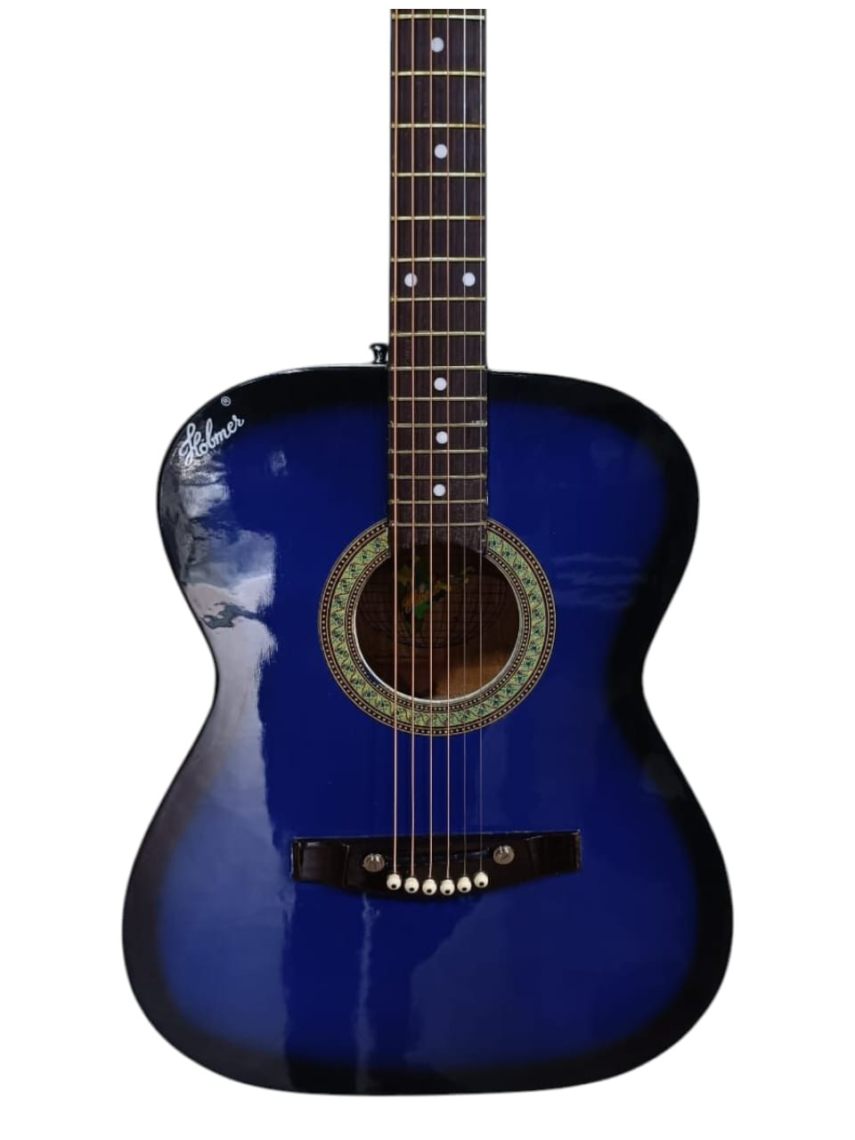 Hobmer 145 Export Semi acoustic Round Shape Guitar 38 Blue  Black With Case