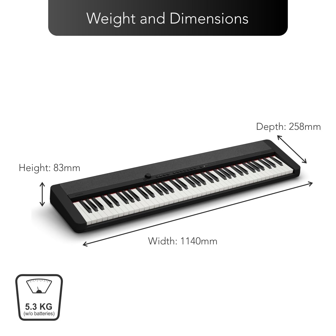 Casio CT-S1-76 Keys Portable Keyboard with Piano Tones and Touch Response Black