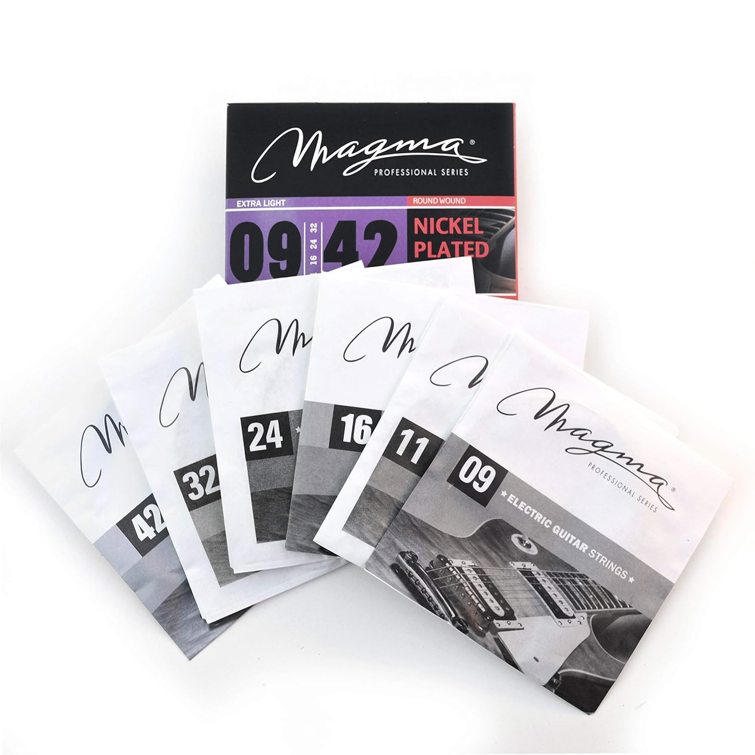 Magma Strings GE110N Nickel Plated Steel Round Wound Electric Guitar Strings 9-42 First String Extra Extra Light