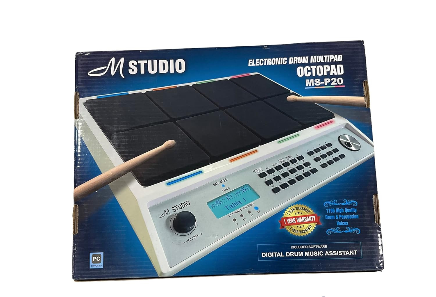 M-Studio MS-P20 Electronic Drum Multipad Octapad- White