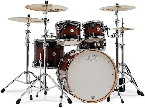 DW Design Series 4-piece Shell Pack -Acoustic Drum Set with Maple Snare - Tobacco Burst