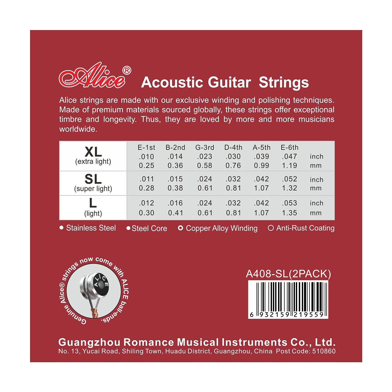 Alice Acoustic Guitar Strings A408-SL