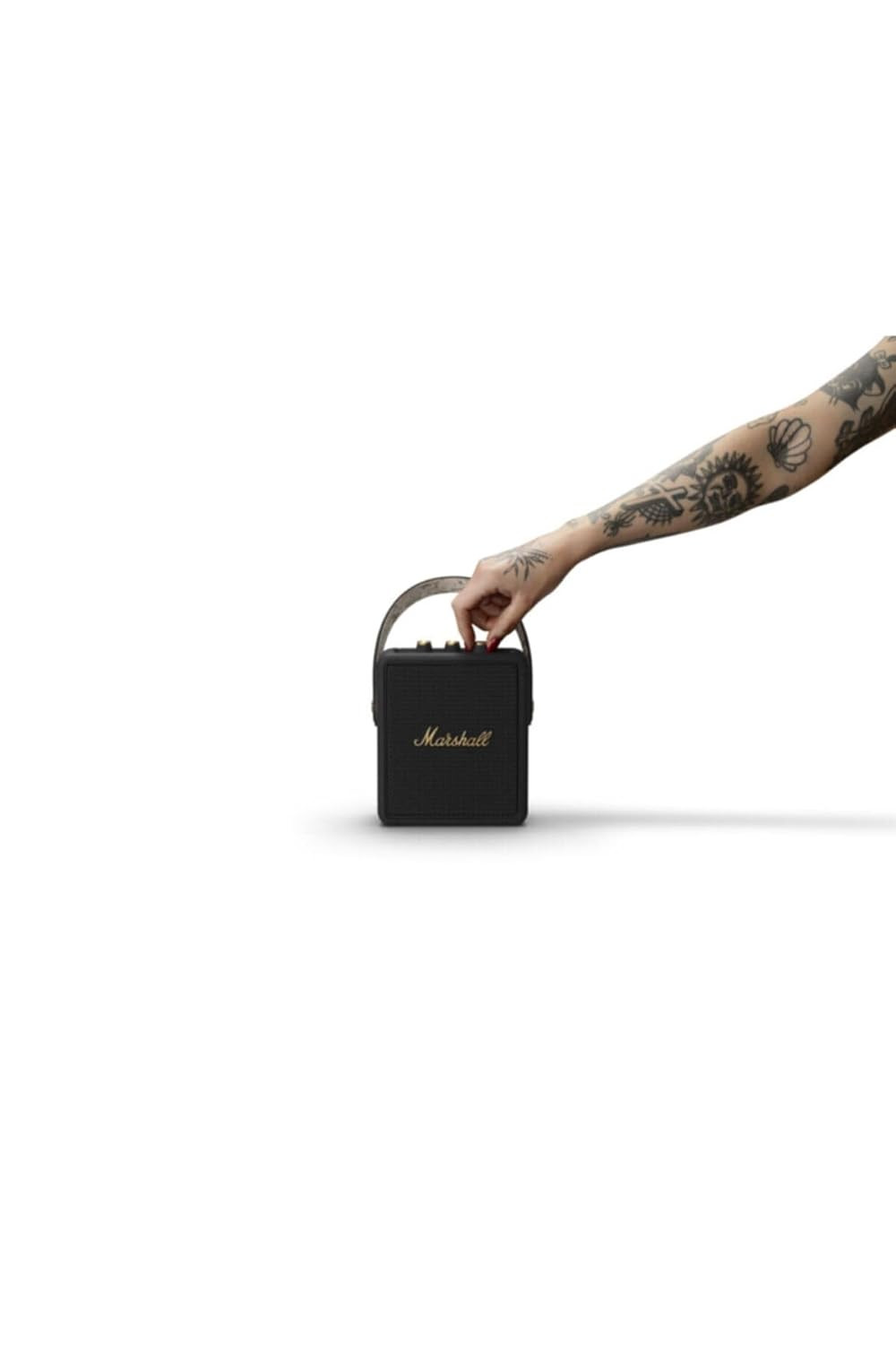 Marshall Stockwell II Portable Bluetooth Speaker with 20 Hours of Portable Playtime 360 Sound Water-Resistant IPX4 Black Brass