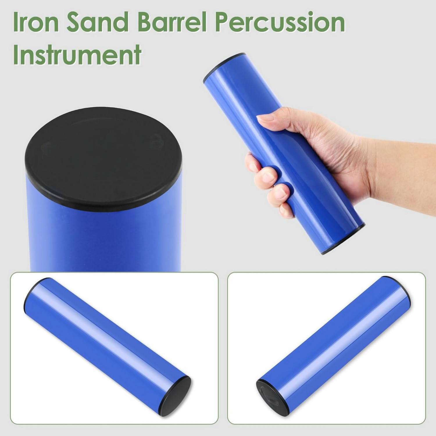 Clapbox Hand Shaker PercussionStainless Steel Cylinder Shaker Percussion InstrumentLatin Shaker Percussion for Studio Band DrummersBlue