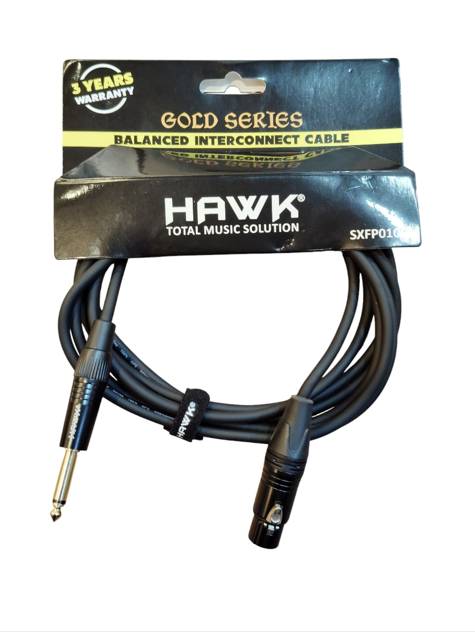 Hawk SXFP-010 Gold Series TS Male to XLR Female Audio Cable - 3 Meter Black Indoor 10 Feet 5 Pin Unbalanced Microphone Mixer Audio Interface Audio Equipment