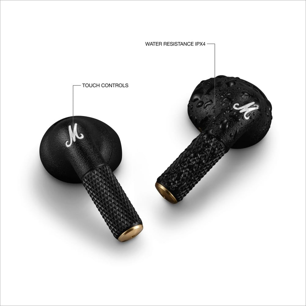 Marshall Minor Iv Wireless in Ear Earbuds with 30 Hours of Playtime Water-Resistant Wireless Charging- Black