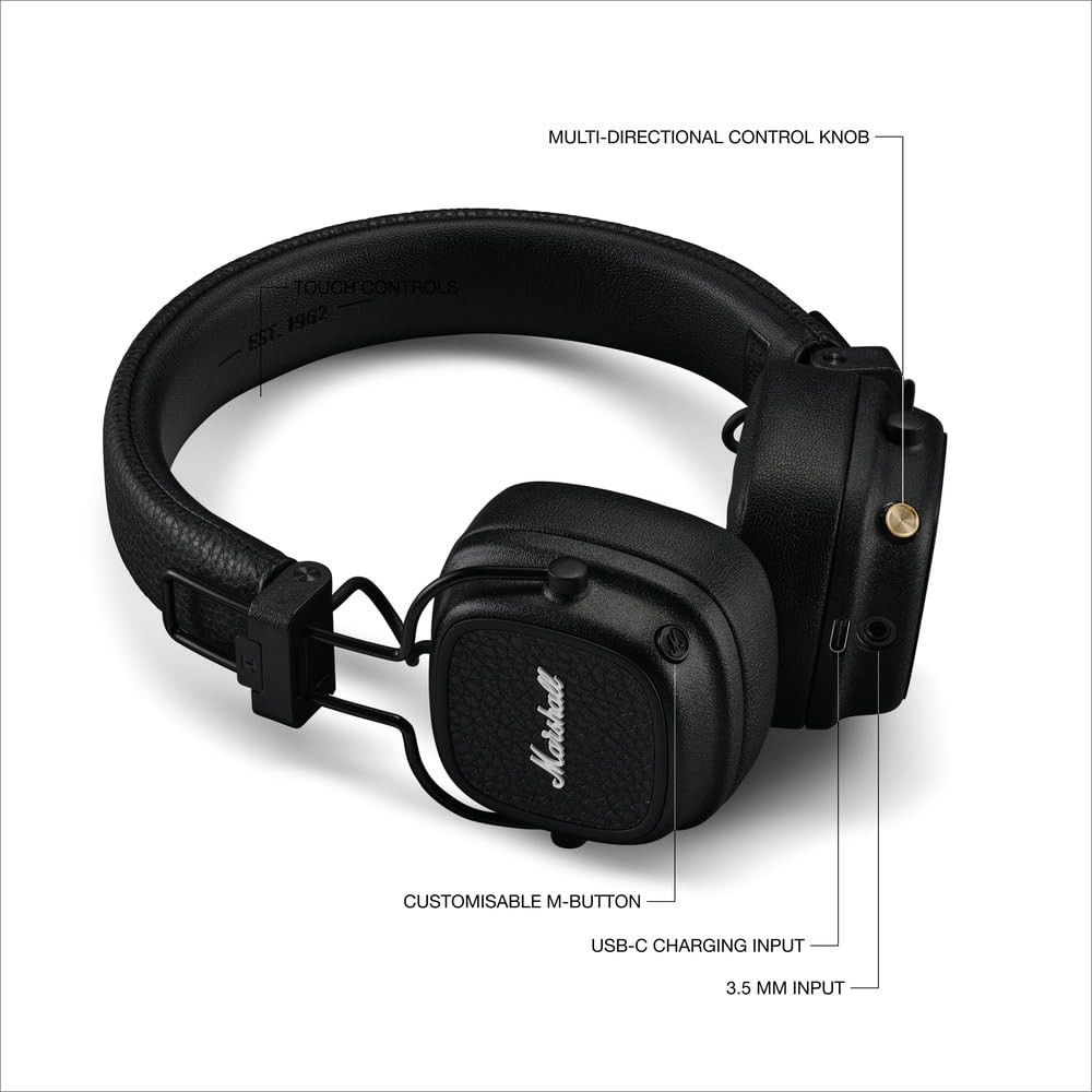 Marshall Major V Wireless On-Ear Headphones Black