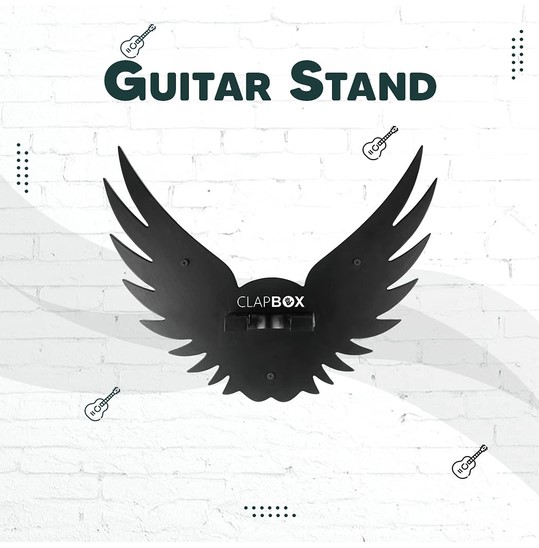 Clapbox Guitar Wall HangerStand - Eagle Wings Design suitable For Acoustic Electric Guitars and Ukulele black CB-001