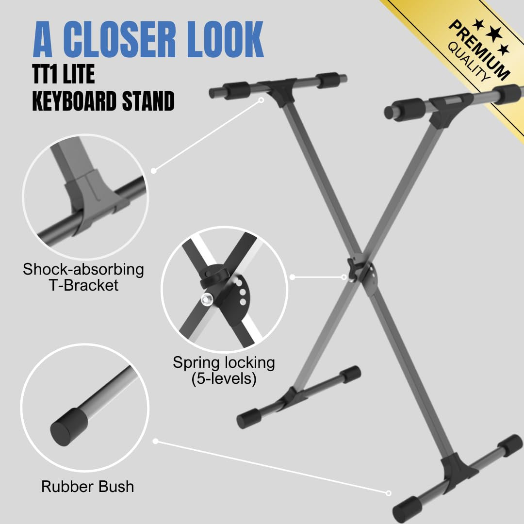 Chetty TT1 Lite Keyboard Stand Sturdy Single X Spring Locking