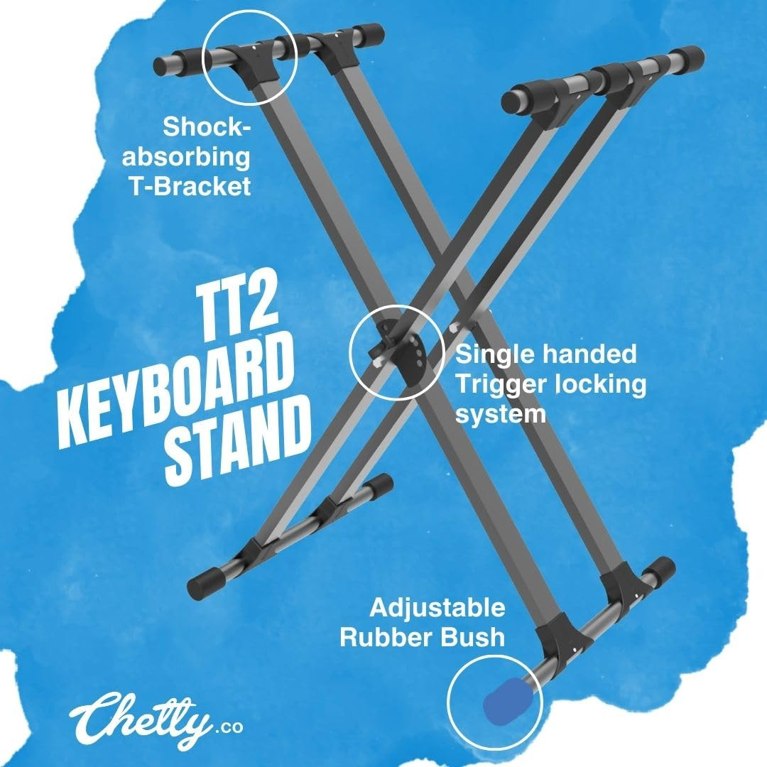Chetty TT2 Double X Keyboard Stand - 5 Positions Spring Locking
