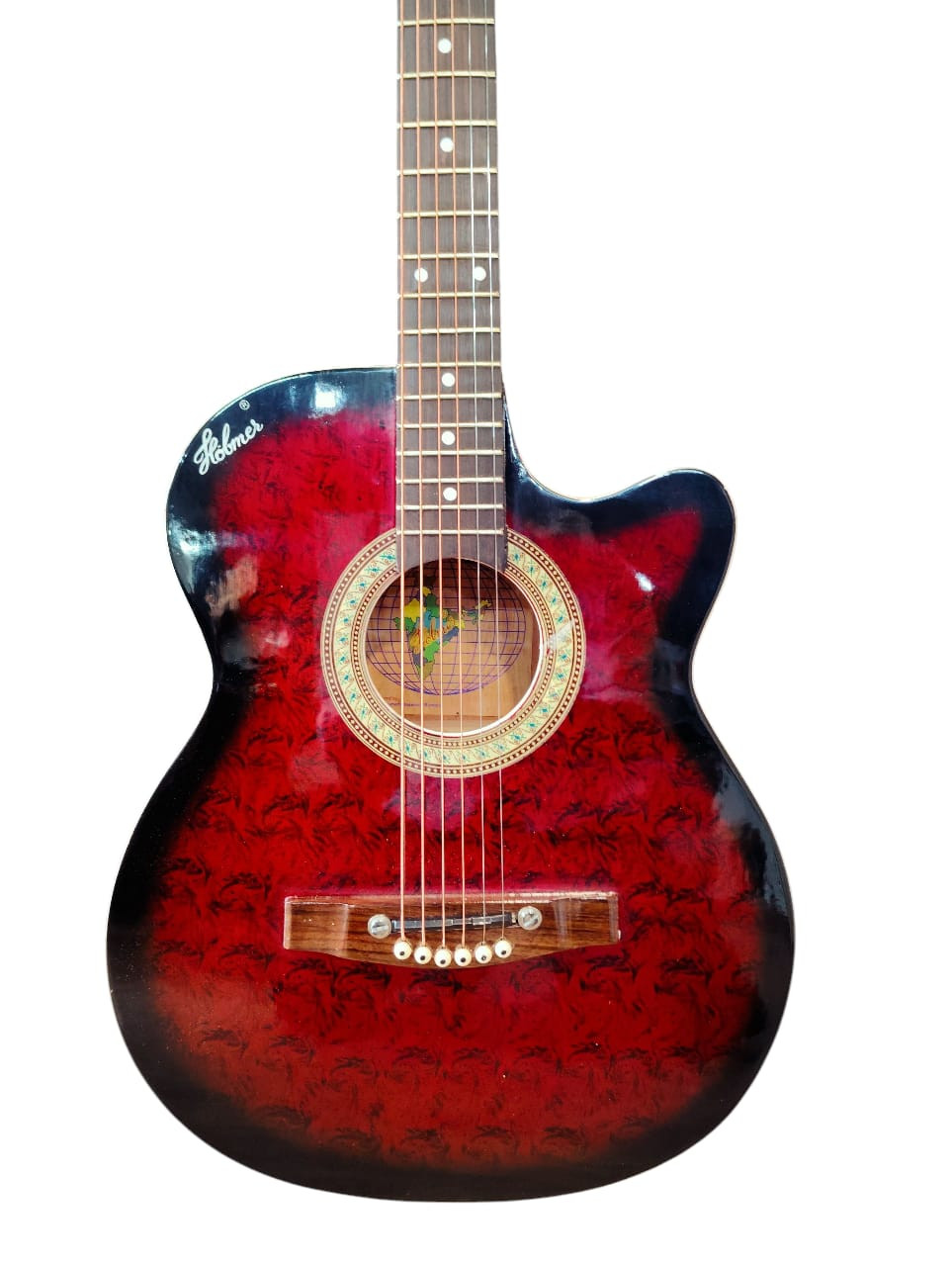 Hobmer 145 Export Semi acoustic Guitar 37 Red  Black With Case