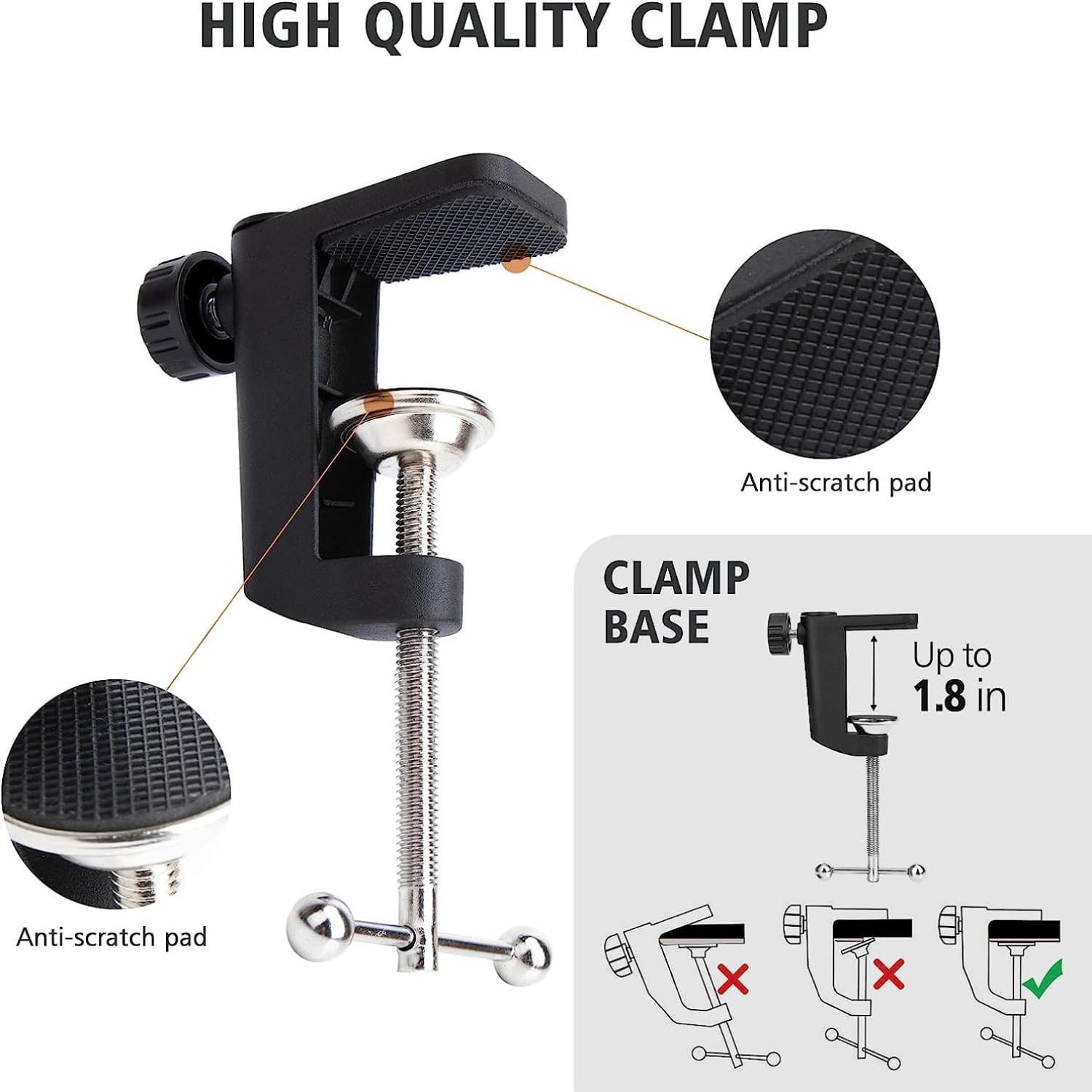 Digimore D-110 Microphone Arm Stand Adjustable Suspension Boom Scissor Mic Stand with Pop Filter Mic Clip