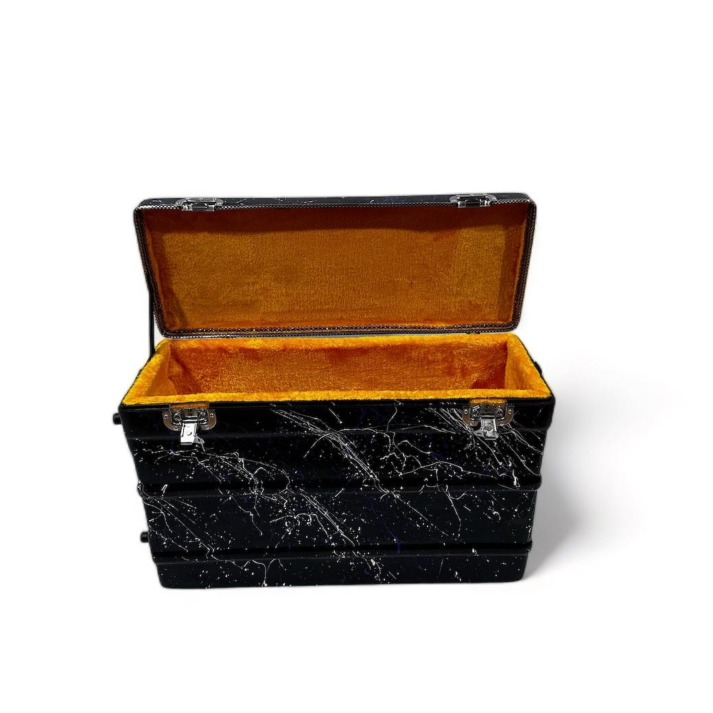 Hard FIber Case for 9 scale changer Harmonium With Trolley and wheels - BLACK SPLASH