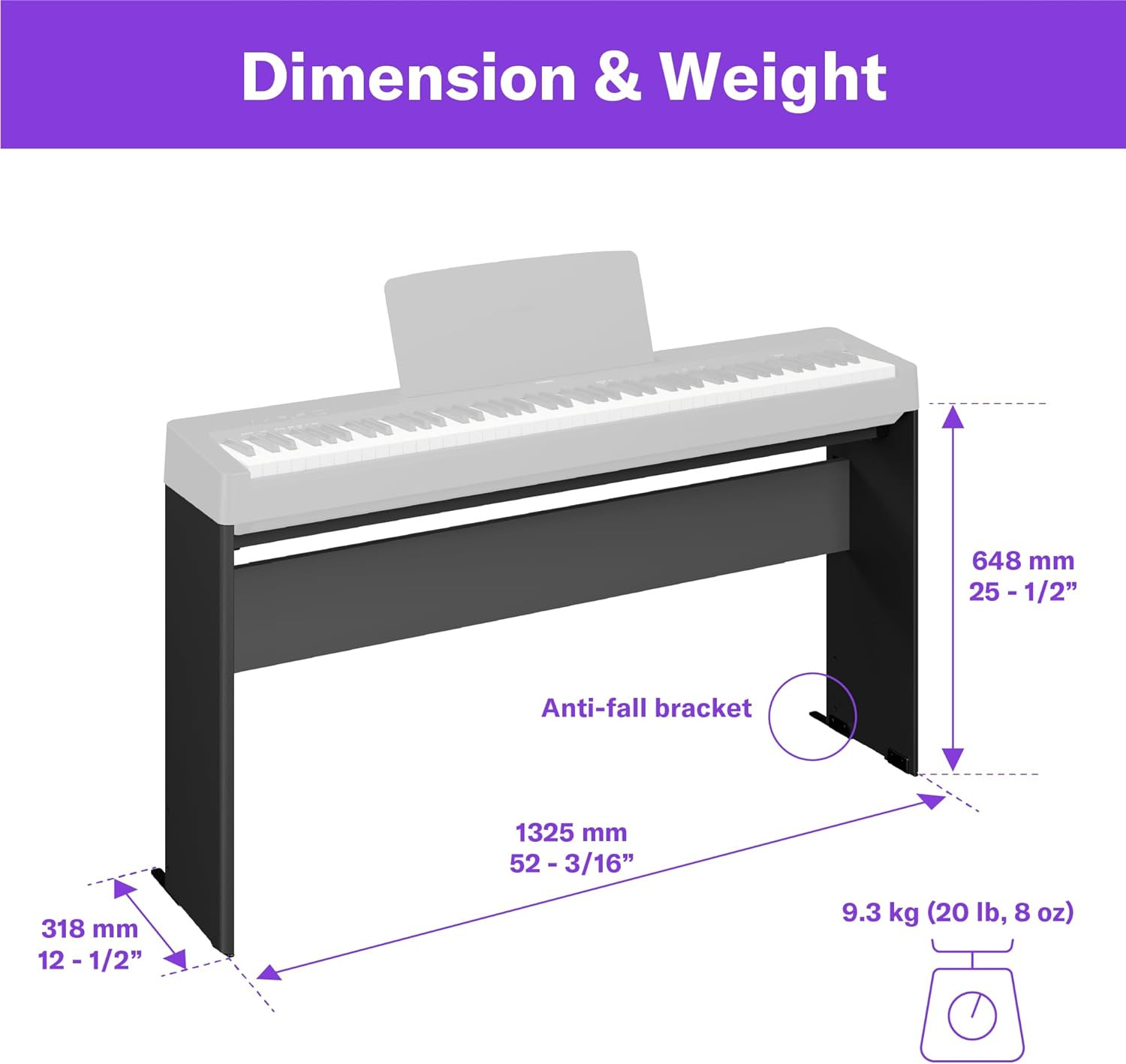 Yamaha L-100B Piano Stand for Yamaha P145