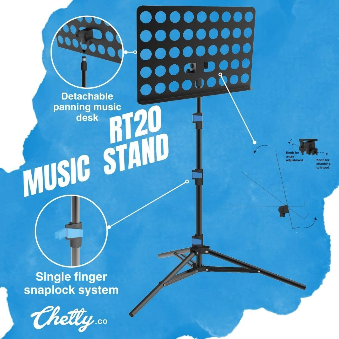 Chetty RT20 Music Notation Stand Collapsible Tripod With detachable music mount