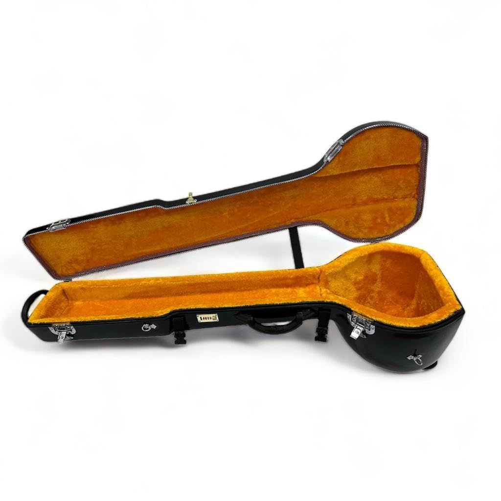 Hard fiberglass Case for Sitar With Trolley and wheels - Classic Black